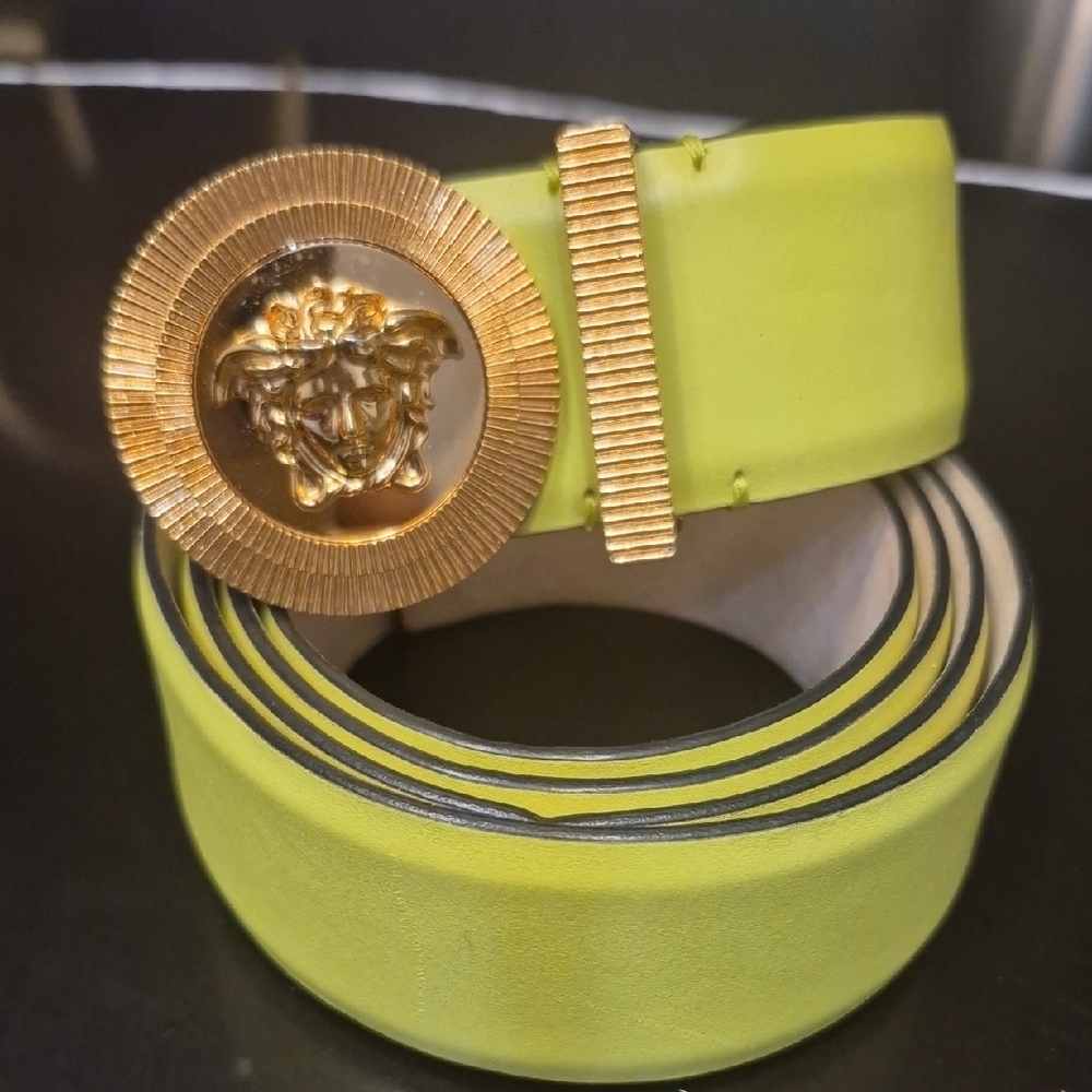 Versace Lime Green and Gold Belt